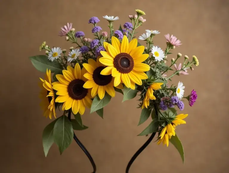 Kukkakauppa Auringonkukkia Liperi palvelut – tilaustuote, käsintehty kukkapanta auringonkukista ja luonnonkukista.